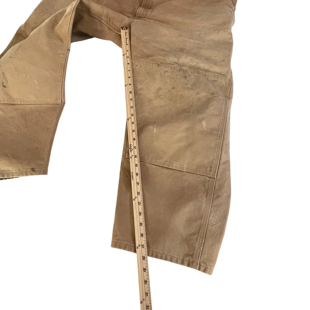 Vintage Carhartt‎ Men's Tan Canvas Bib Overalls Workwear Size 52 x28 dstressed